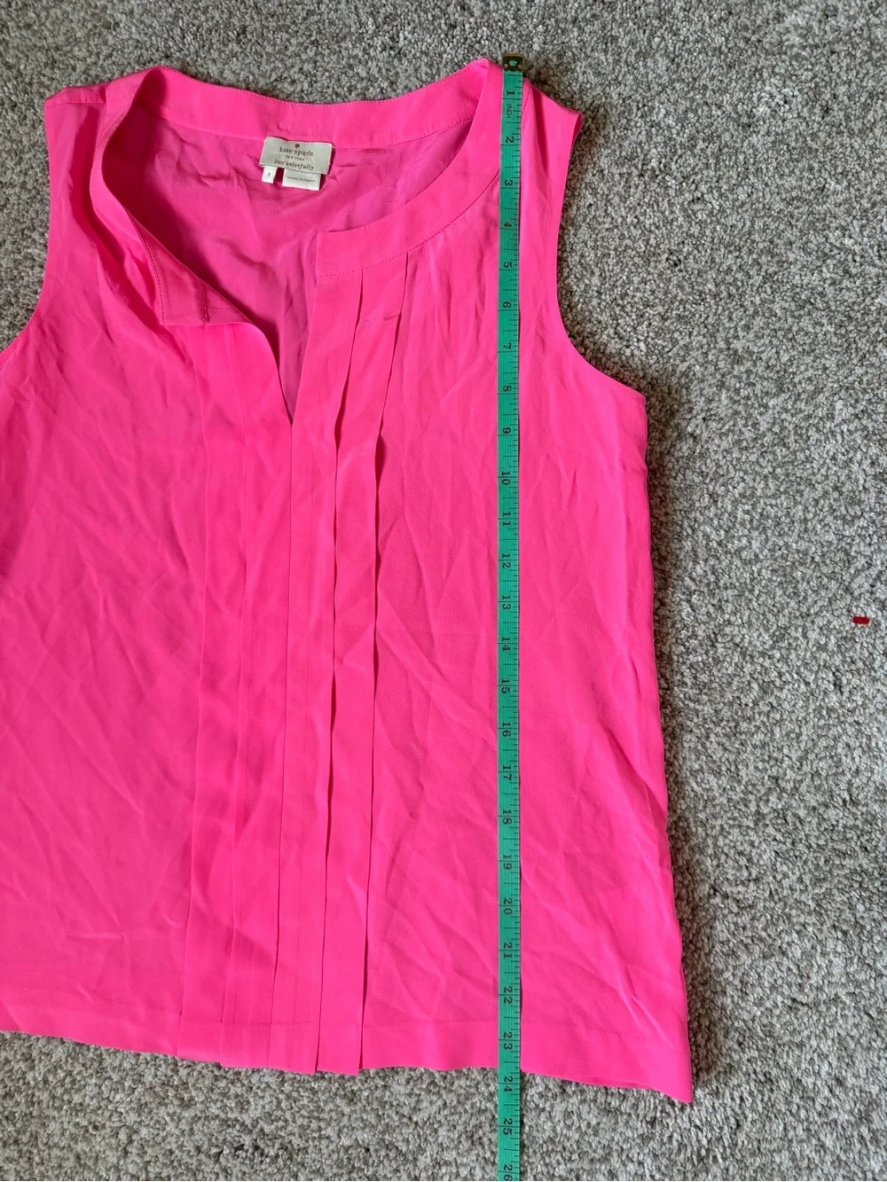 kate spade Hot Pink Pleated Sleeveless Camisole Top Sz 4
